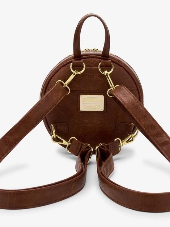 Loungefly Black Dragon Floral Round Backpack with Brown Trim